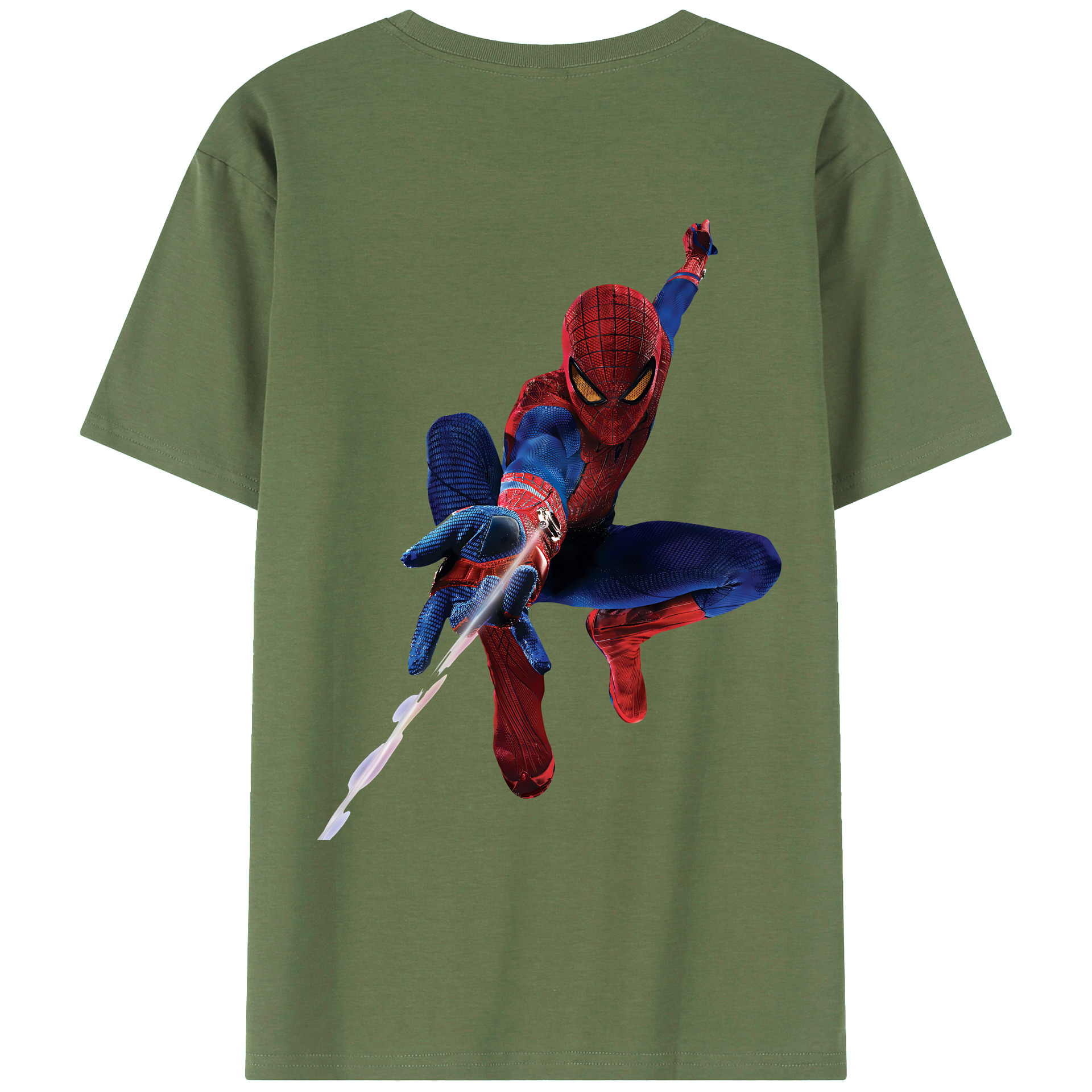 （画像用） Spider Man スパイダーマン 綿100％ メンズ半袖Tシャツ（バックプリント） 通気性